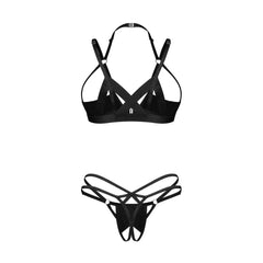 Obsessive – Keira Lise 2-Piece Crotchless Set – Black