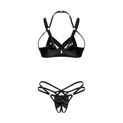 Obsessive – Keira Lise 2-Piece Crotchless Set – Black