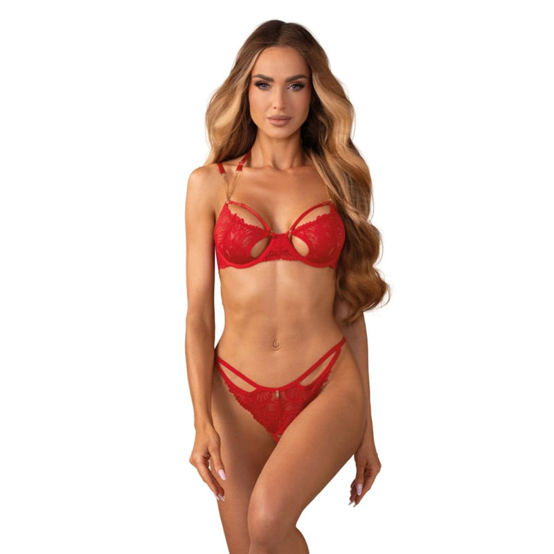 Obsessive – Matildea 2-Piece Crotchless Set – Red