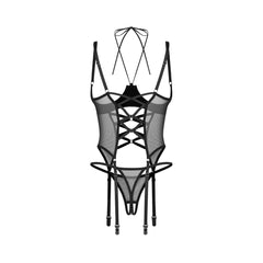 Obsessive – Dominna Corset & Crotchless Thong – Black