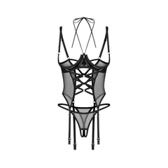 Obsessive – Dominna Corset & Crotchless Thong – Black