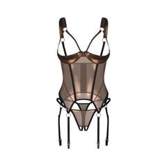 Obsessive – Soranna Corset & Crotchless Thong – Brown