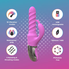 Good Vibes Only - 360° Rotating Thrusting Vibrator - Pink