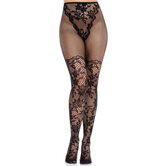 Leg Avenue - Dahlia Lace Tights Net Detail - Black