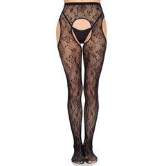 Leg Avenue - Bloom Net Suspender Tights - Black