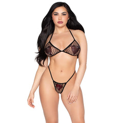 Leg Avenue - Heart Bra Top and G-String Set - Black
