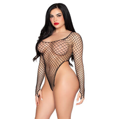 Leg Avenue - High-Cut Fishnet Bodysuit - Black