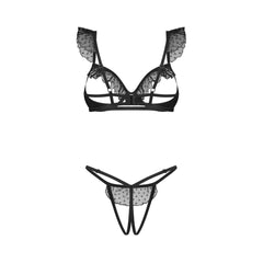 Obsessive - Carrola 2-Piece Open Lingerie Set - Black