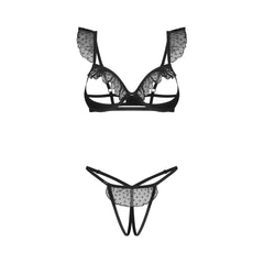 Obsessive - Carrola 2-Piece Open Lingerie Set - Black