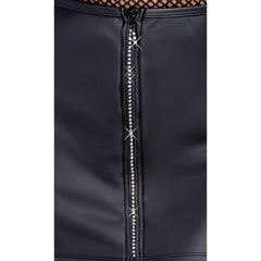 Cottelli Collection - Mini Skirt with Rhinestone Zip - Black