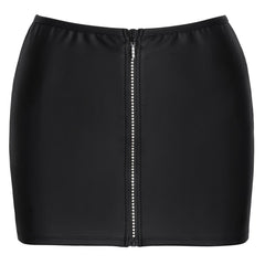 Cottelli Collection - Mini Skirt with Rhinestone Zip - Black