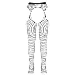 Cottelli Collection - Open-Crotch Suspender Tights - Black