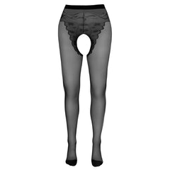 Cottelli Collection - Crotchless Suspender Tights - Black