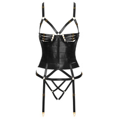 Cottelli Collection - Suspender Corset Set - Black