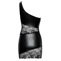 Cottelli Collection - Asymmetrical Lace Mini Dress - Black