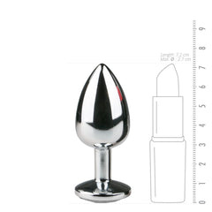 Metal Butt Plug Silver/Clear - S