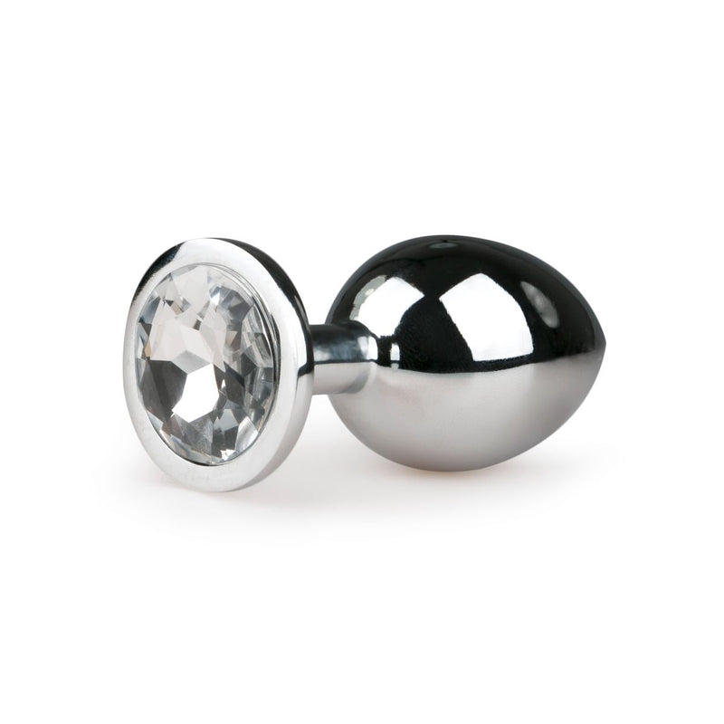 Metal Butt Plug Silver/Clear - M