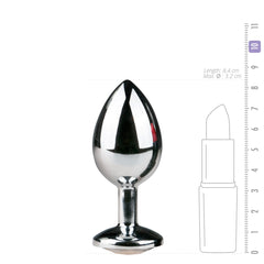 Metal Butt Plug Silver/Clear - M