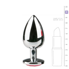 Metal Butt Plug Silver/Pink - L