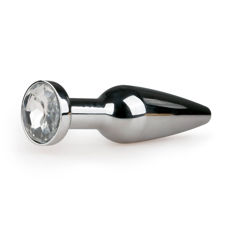 Metal Butt Plug Silver/Clear - L