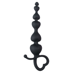 Black Anal Beads Heart Handle - 18,5 cm