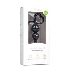Black Anal Beads Heart Handle - 18,5 cm