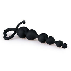 Black Anal Beads Heart Handle - 18,5 cm