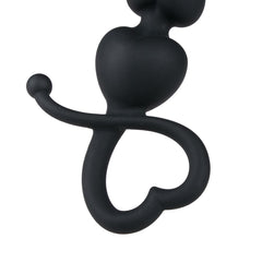 Black Anal Beads Heart Handle - 18,5 cm