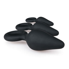 Black Buttplugs With Pull Ring - Set