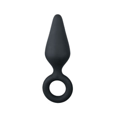 Black Buttplugs With Pull Ring - Small 8,5 cm