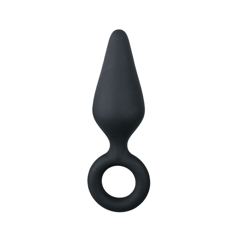 Black Buttplugs With Pull Ring - Small 8,5 cm