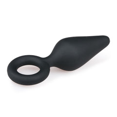 Black Buttplugs With Pull Ring - Small 8,5 cm