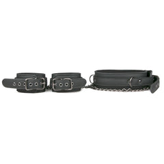 Easytoys Fetish - Leather Collar With Handcuffs - Black