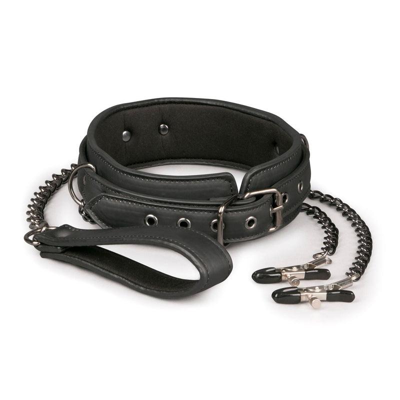 Easytoys Fetish - Leather Collar With Nipple Chains