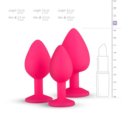 Silicone Butt Plug with Diamond - Pink