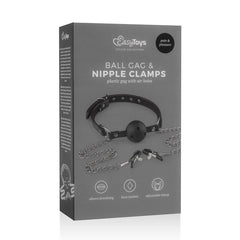 Easytoys Fetish - Open Ball Gag With Nipple Clamps
