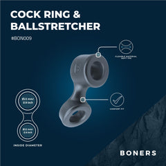 Boners Cock Ring And Ball Stretcher - Grey