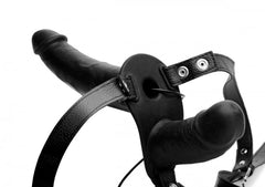 Power Pegger Double Strap-On Vibrator - Black