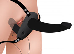 Power Pegger Double Strap-On Vibrator - Black