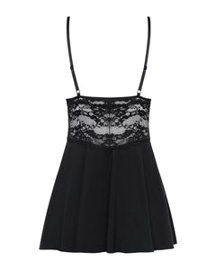 Obsessive - Babydoll Set With Lace - Black