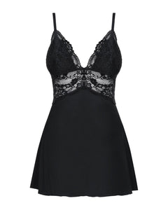 Obsessive - Babydoll Set With Lace - Black