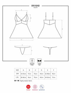 Obsessive - Babydoll Set With Lace - Black