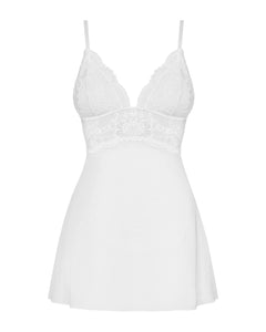 Obsessive - Babydoll Set With Lace - White