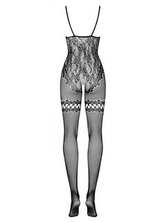 Obsessive - Crotchless Bodystocking With Body And Garter Design