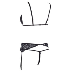 Cottelli Collection - 3-Piece Garter Set With Open Cup & Open Crotch