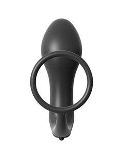PIPEDREAM – Ass-Gasm Cock Ring with Vibrating Butt Plug – Black