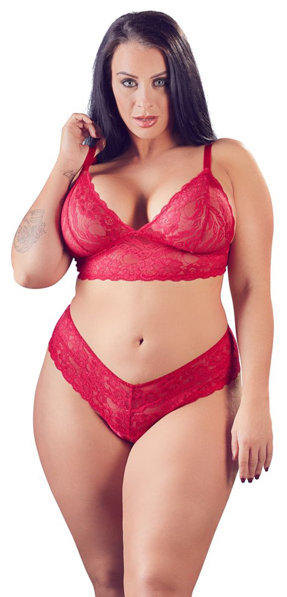 Cottelli Collection - Lace Bra Set With Open Crotch