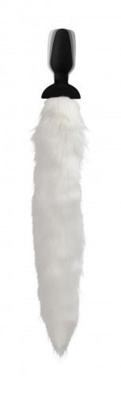 Vibrating Anal Plug With Fox Tail - White