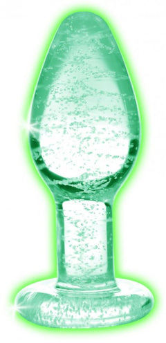 Glow-In-The-Dark Glass Anal Plug - Small