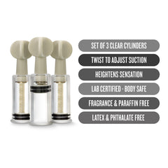 Temptasia - Clit And Nipple Twist Suckers - Set of 3 - Clear